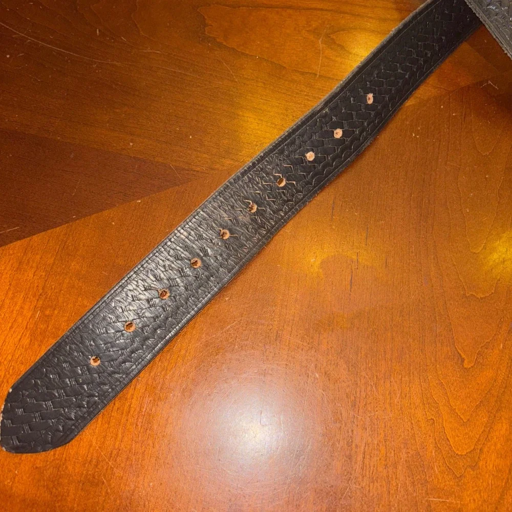 Law Pro | Men's Size 44 |‎ Black Leather | Basket Weave Belt | Crafted USA